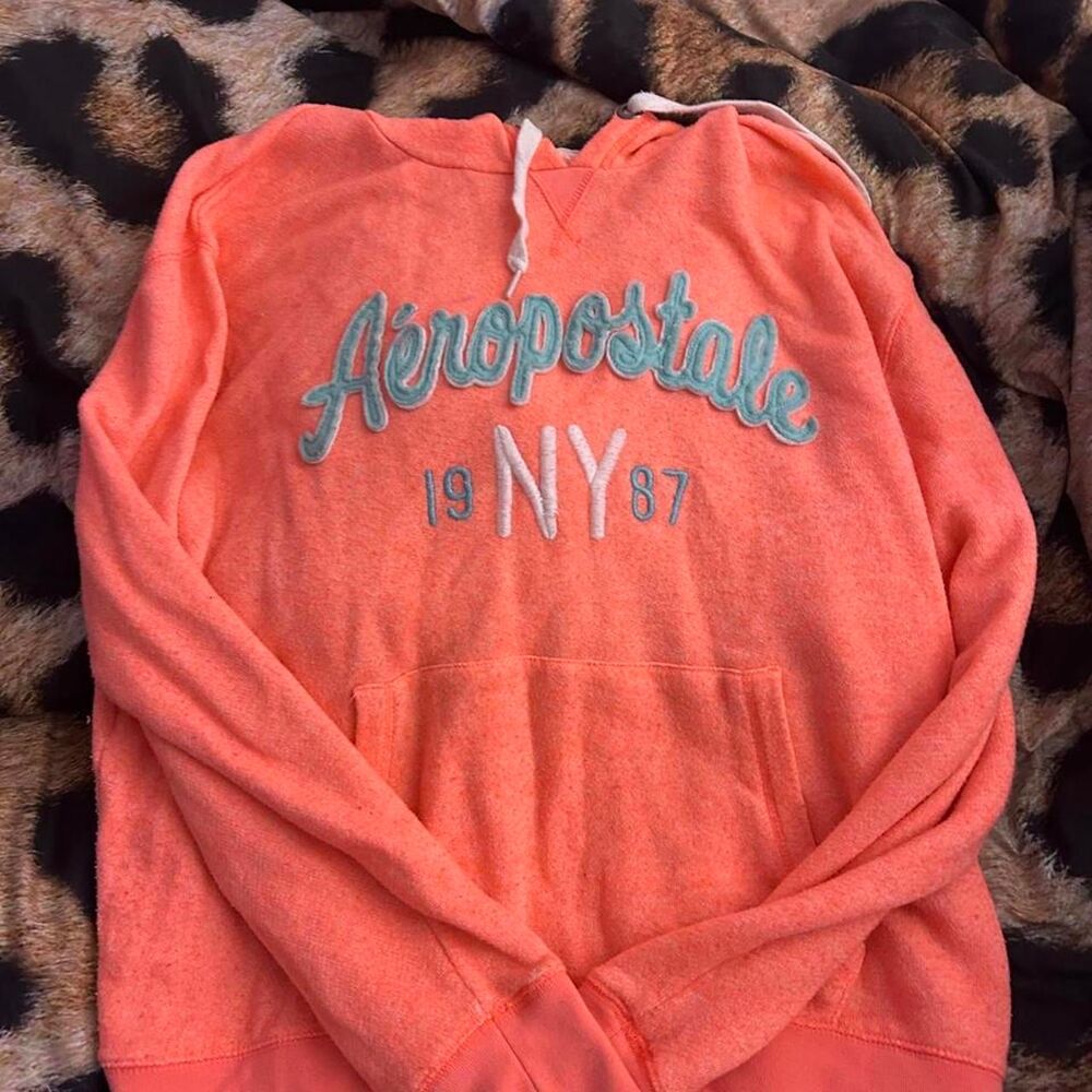 Aeropostale Women's Orange and Pink Hoodie